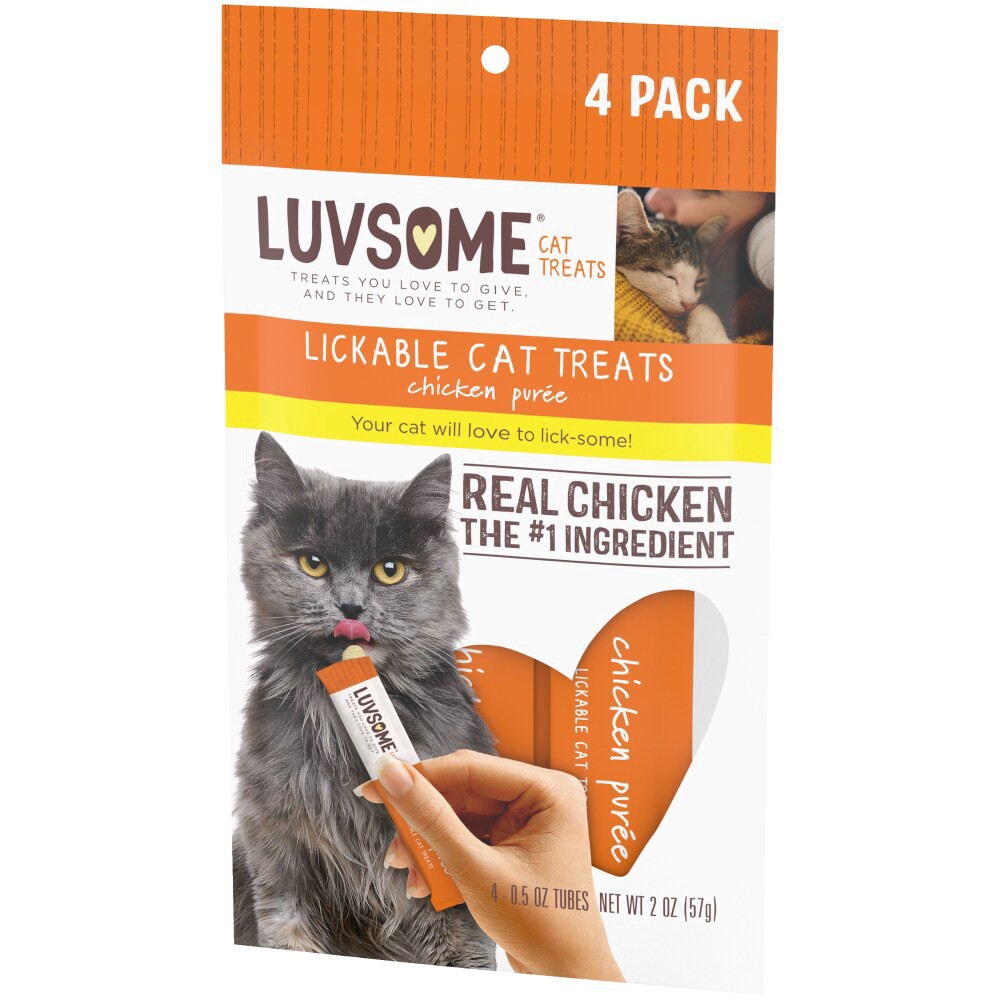 slide 3 of 4, Luvsome Chicken Puree Cat Treats, 2 oz