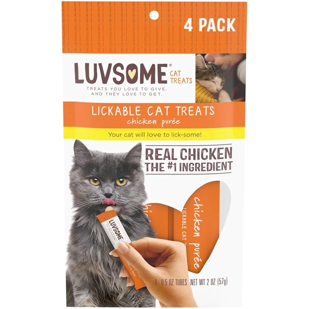 slide 4 of 4, Luvsome Chicken Puree Cat Treats, 2 oz