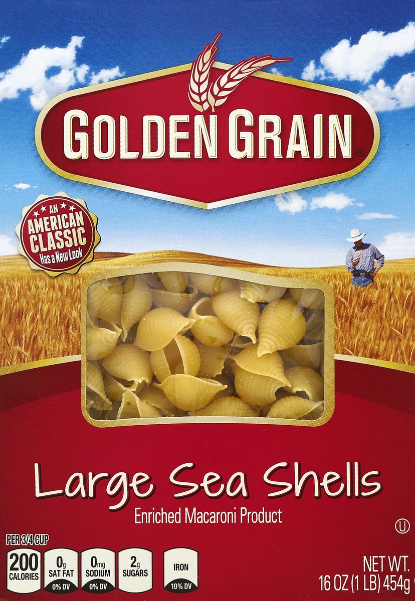 slide 1 of 5, Golden Grain Sea Shells 16 oz, 16 oz