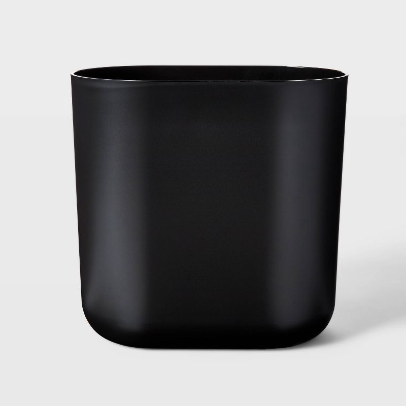 slide 1 of 3, Slim Oval Bathroom Wastebasket Black - Threshold™: Plastic, 7500ml Capacity, 10" High, Ebony Finish, 7500 ml