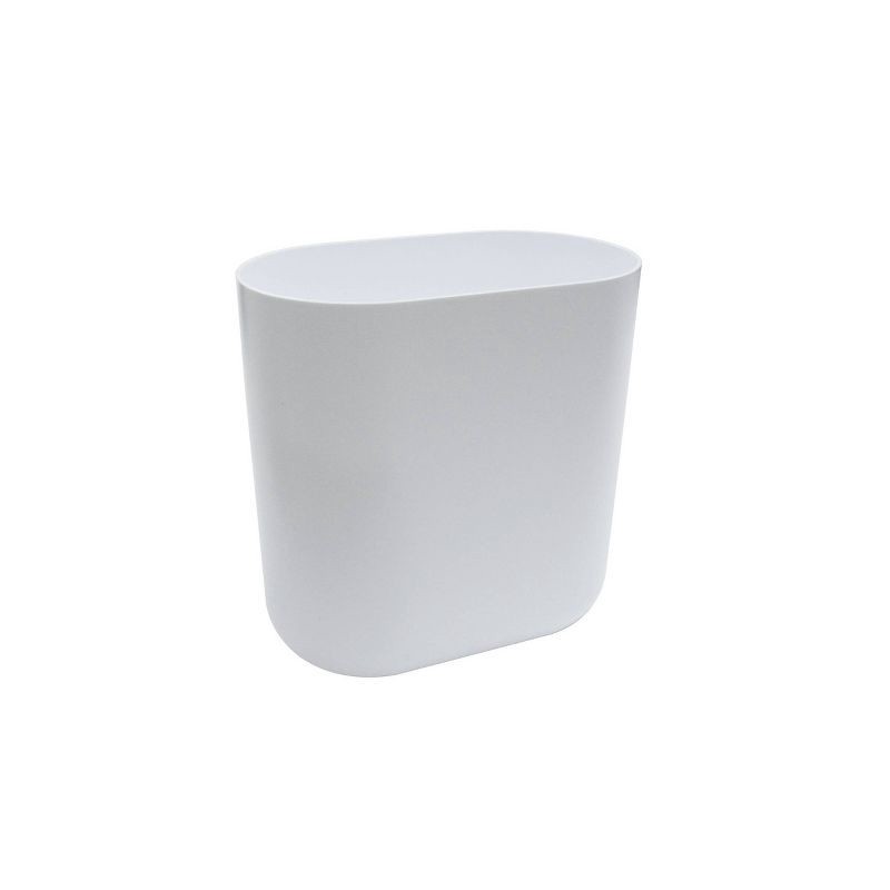 slide 3 of 3, Slim Oval Bathroom Wastebasket White - Threshold™: Plastic, 7500ml Capacity, 10" High, 7500 ml