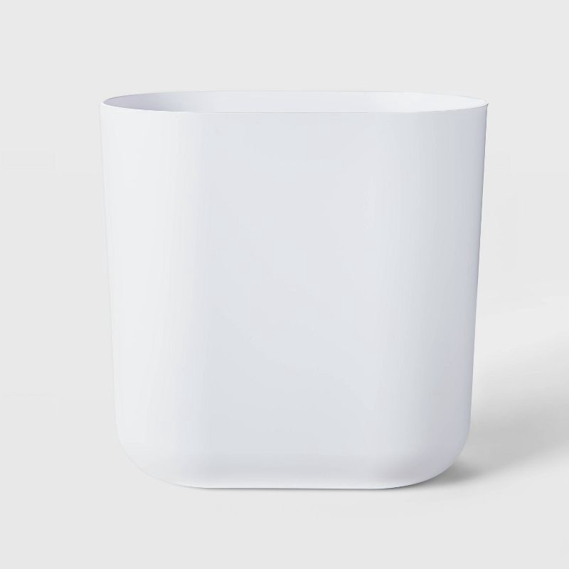 slide 1 of 3, Slim Oval Bathroom Wastebasket White - Threshold™: Plastic, 7500ml Capacity, 10" High, 7500 ml