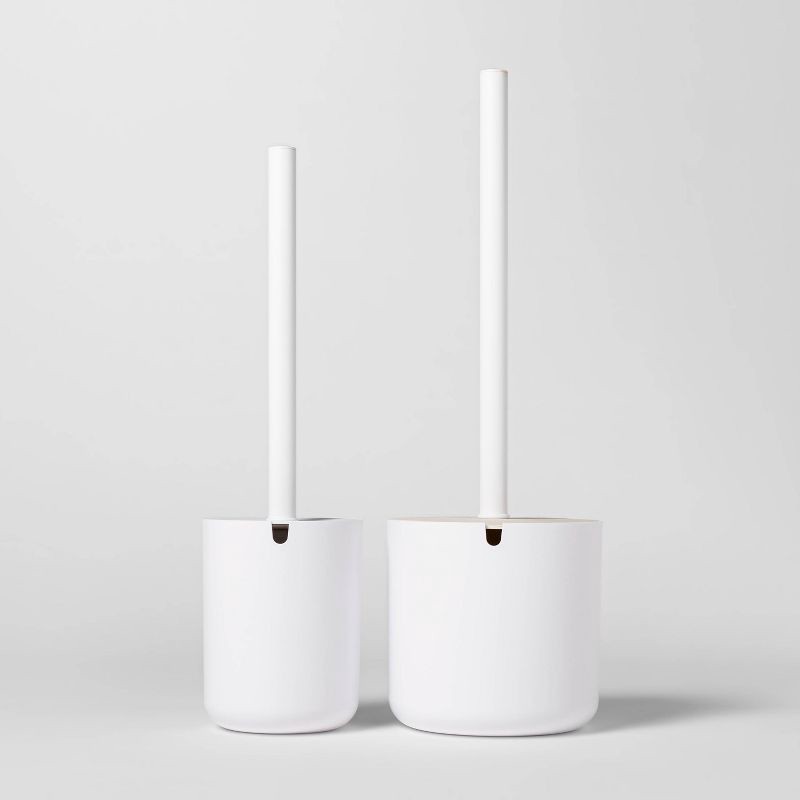 slide 4 of 6, Modern Toilet Brush White - Threshold™: Plastic Scrubber & Holder Set for Bathroom Cleaning, 15.5" Height, 1 ct
