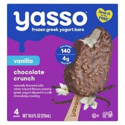 Yasso Frozen Greek Yogurt Indulgent Vanilla Chocolate Crunch - 10.6 fl oz/4ct