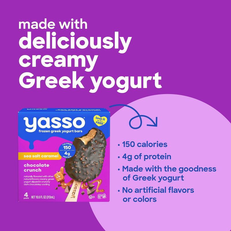 slide 4 of 9, Yasso Frozen Greek Yogurt Indulgent Caramel Dark Chocolate Crunch - 4ct, 4 ct
