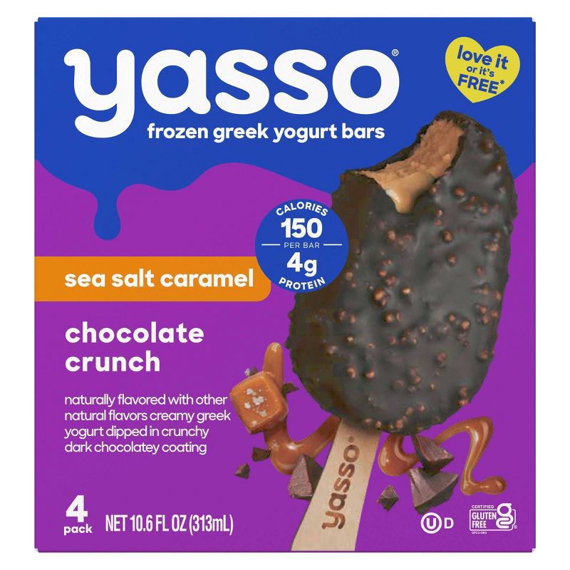 slide 1 of 9, Yasso Frozen Greek Yogurt Indulgent Caramel Dark Chocolate Crunch - 4ct, 4 ct