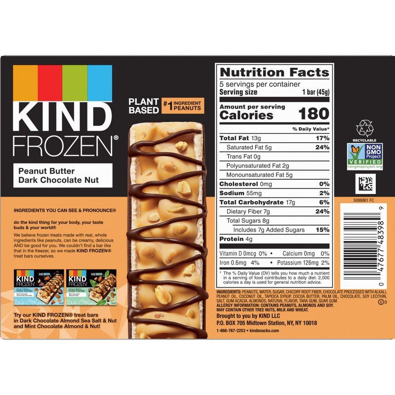 slide 7 of 8, KIND Frozen Dark Chocolate Peanut Butter Plant Based Dessert - 5ct, 5 ct