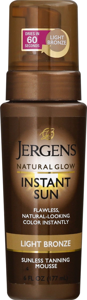 slide 6 of 11, Jergens Natural Glow Instant Sun Body Mousse, Self Tanner for Light Bronze Tan, Sunless Tanning Body Bronzer, Fake Tan for Fair to Medium Skin, 6 Ounce, 6 fl oz