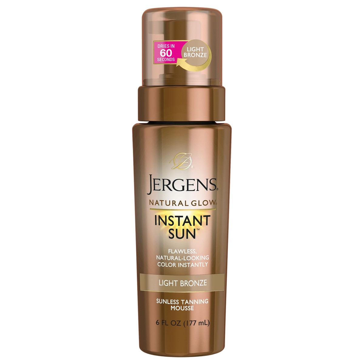 slide 1 of 11, Jergens Natural Glow Instant Sun Body Mousse, Self Tanner for Light Bronze Tan, Sunless Tanning Body Bronzer, Fake Tan for Fair to Medium Skin, 6 Ounce, 6 fl oz