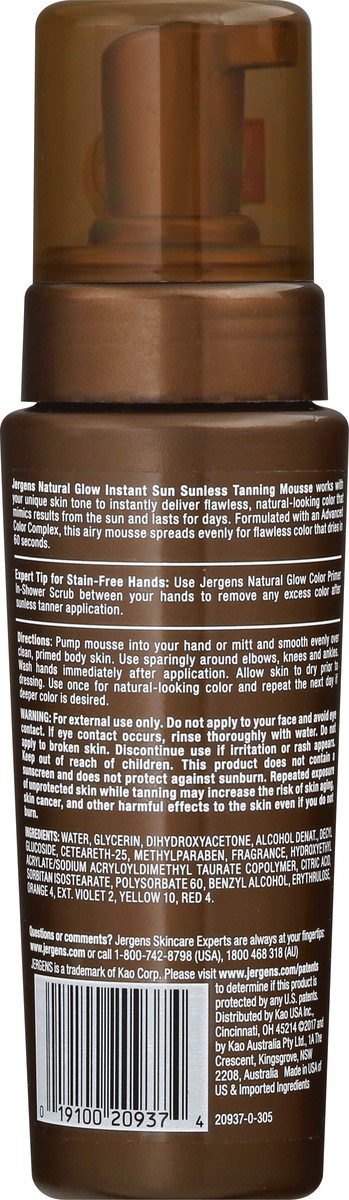 slide 3 of 11, Jergens Natural Glow Instant Sun Body Mousse, Self Tanner for Light Bronze Tan, Sunless Tanning Body Bronzer, Fake Tan for Fair to Medium Skin, 6 Ounce, 6 fl oz