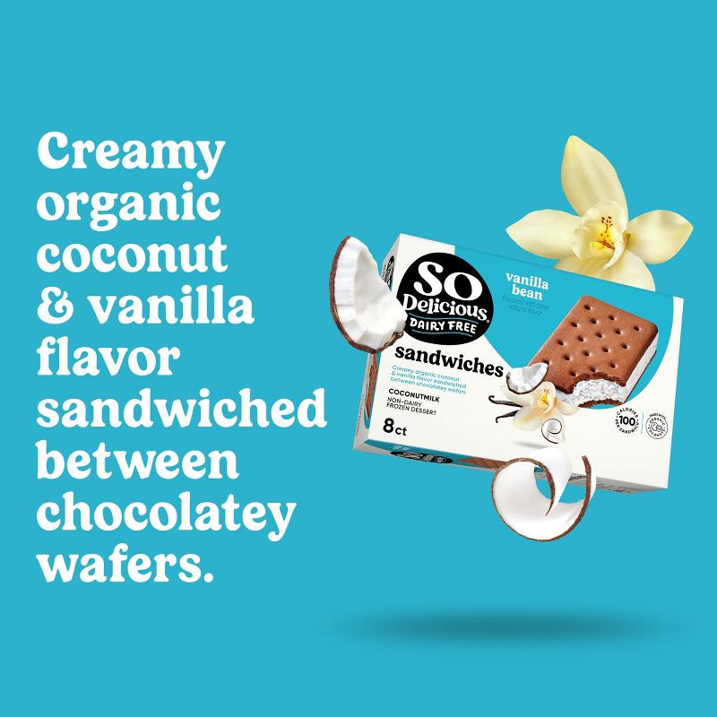 slide 3 of 11, So Delicious Dairy Free Vanilla Bean Coconut Milk Frozen Dessert Sandwich - 8ct, 8 ct