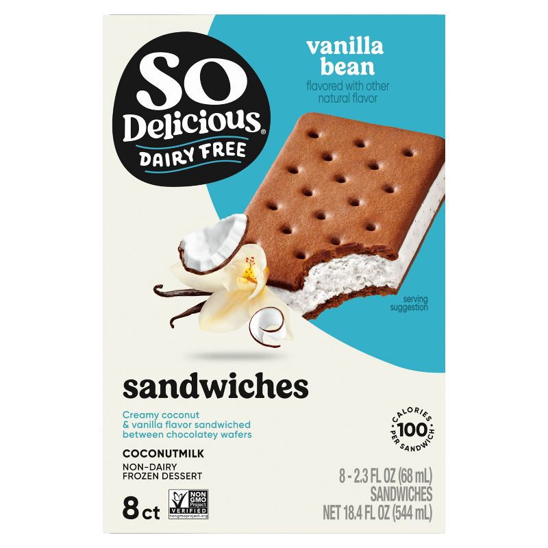 slide 10 of 11, So Delicious Dairy Free Vanilla Bean Coconut Milk Frozen Dessert Sandwich - 8ct, 8 ct