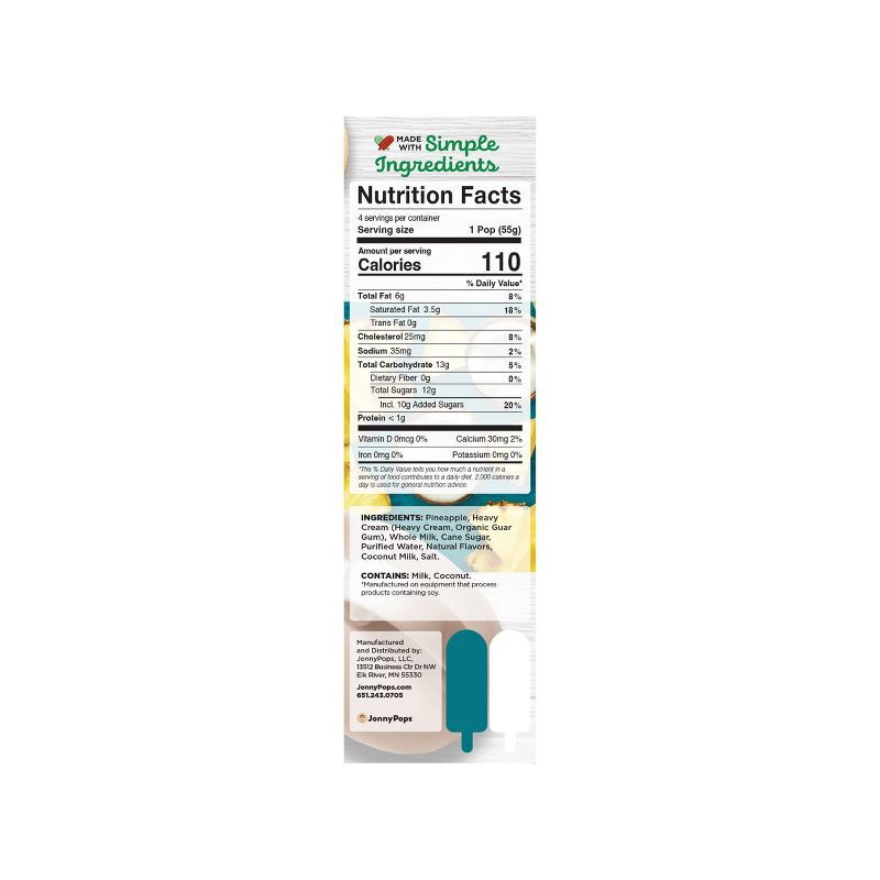 slide 4 of 4, JonnyPops Pineapple Coconut & Cream Frozen Fruit Bars - 4pk/8.25 fl oz, 4 ct, 8.25 fl oz