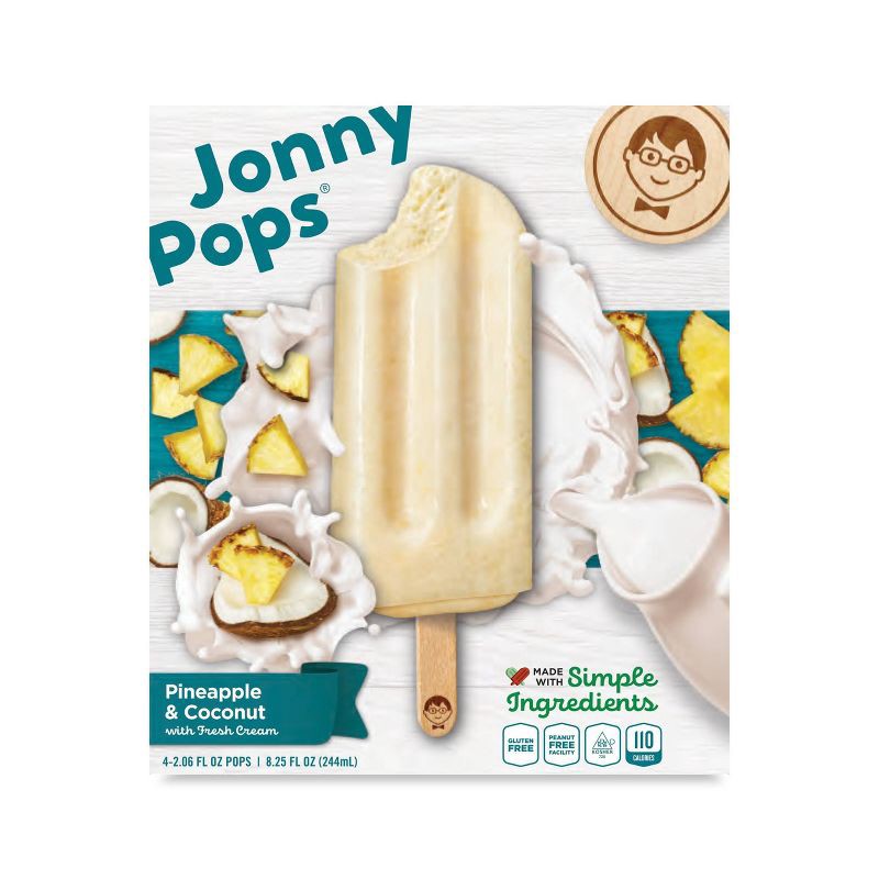 slide 1 of 4, JonnyPops Pineapple Coconut & Cream Frozen Fruit Bars - 4pk/8.25 fl oz, 4 ct, 8.25 fl oz