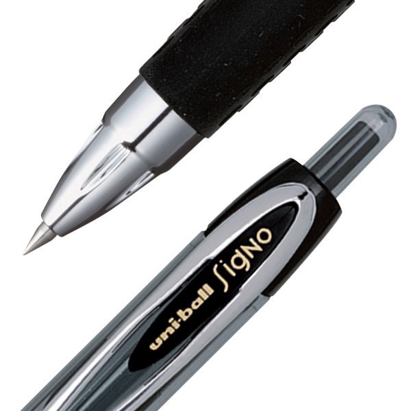 slide 3 of 9, uni-ball 207 Retractable Fraud Prevention Gel Pens, Micro Point, 0.5 Mm, Black Barrels, Black Ink, Pack Of 12, 12 ct