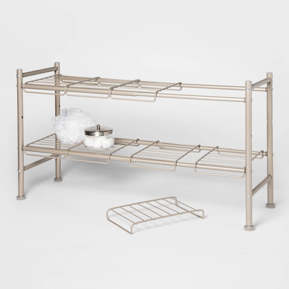 slide 3 of 3, Under the Sink Expandable Storage Shelf Brushed Nickel - Threshold, 1 ct