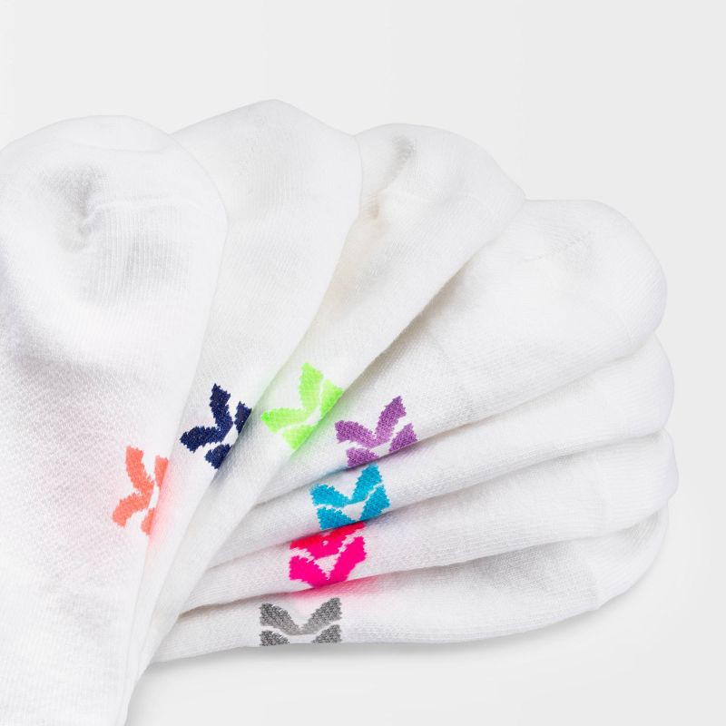 slide 3 of 3, Women's Lightweight 10pk No Show Socks - All In Motion™ White 4-10: Moisture Wicking, Y-Heel Stitching, 10 ct