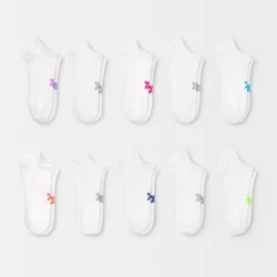 Women's Lightweight 10pk No Show Socks - All In Motion™ White 4-10: Moisture Wicking, Y-Heel Stitching
