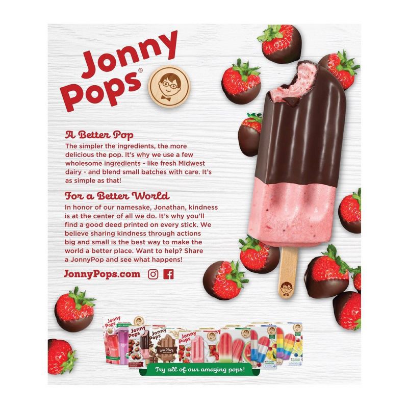 slide 2 of 4, JonnyPops Strawberry Chocolate & Cream Frozen Fruit Bars - 4pk/8.25oz, 4 ct; 8.25 oz