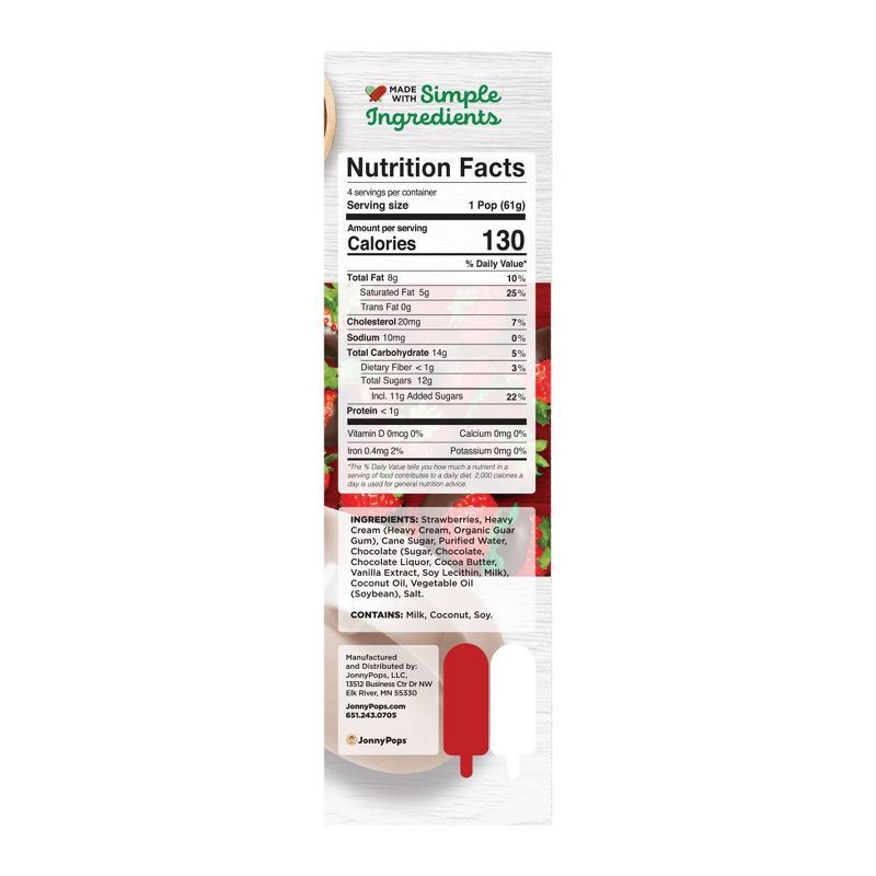 slide 4 of 4, JonnyPops Strawberry Chocolate & Cream Frozen Fruit Bars - 4pk/8.25oz, 4 ct; 8.25 oz
