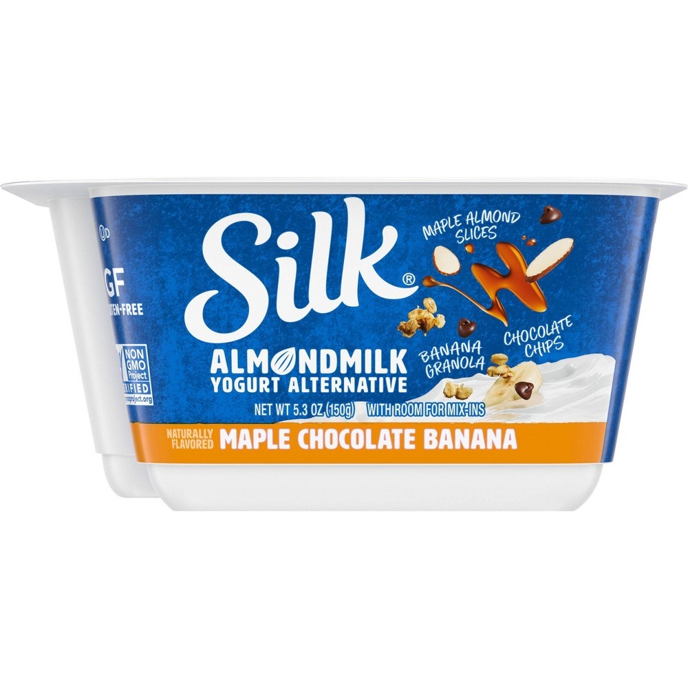 slide 5 of 6, Silk Almond Inclusions Maple Chocolate Banana Yogurt, 5.3 oz