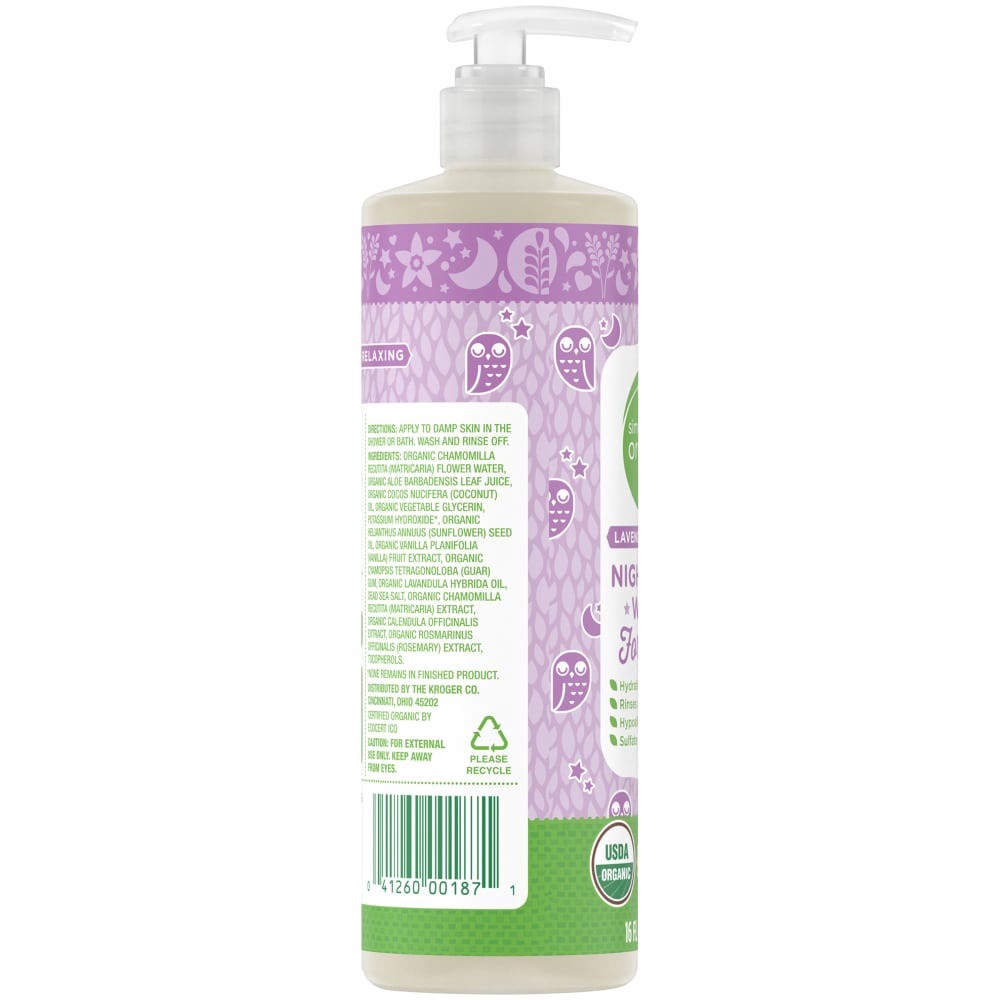 slide 4 of 5, Simple Truth Organic Lavender Vanilla Night Time Baby Wash, 16 fl oz