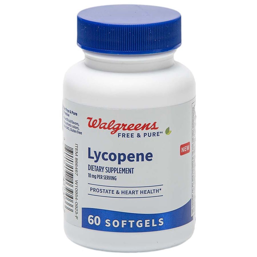 slide 1 of 5, Walgreens Free & Pure Lycopene Supplement 10mg Softgels for Prostate & Heart Health (60 days), 60 ct