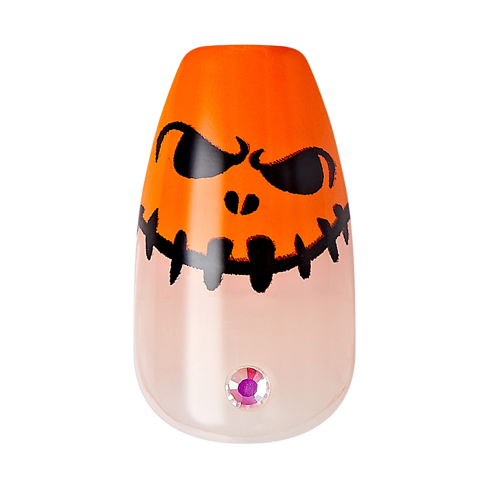 slide 2 of 5, imPRESS Press-On Nails, Halloween, No Glue Needed, Orange, Medium Coffin Shape, 33 Ct., 1 ct
