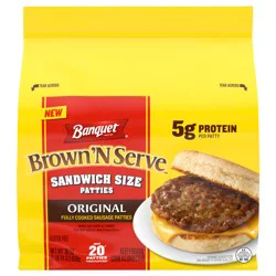 Banquet Brown 'N Serve Sandwich Size Original Sausage Patties 20 ct Frozen