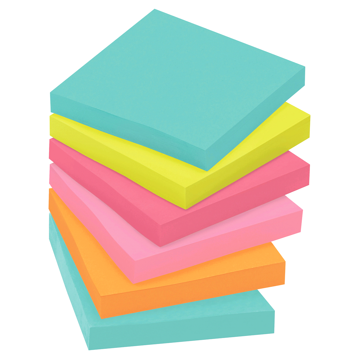 slide 2 of 5, Post-it Super Sticky Notes 3 in., Miami Collection, 12 Pads/Pack, 90 Sheets/Pad, 12 ct