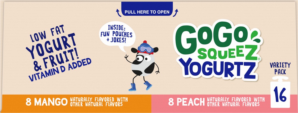 slide 6 of 7, GoGo squeeZ Low Fat Mango/Peach Yogurt 16 - 3 oz Pouches, 16 ct