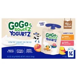 GoGo squeeZ Low Fat Mango/Peach Yogurt 16 - 3 oz Pouches