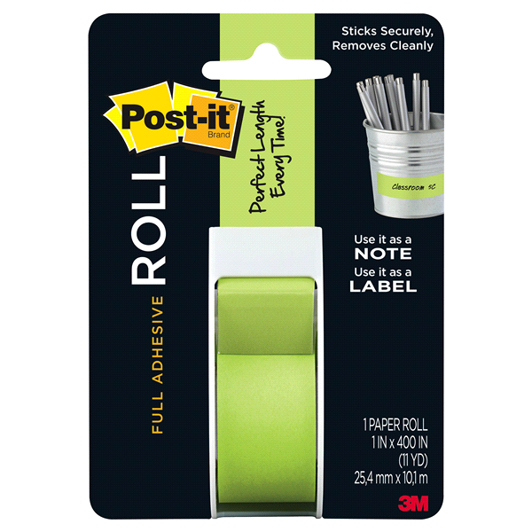 slide 1 of 4, Post-it Full Adhesive Roll - Green, 400 in