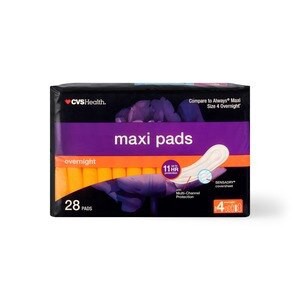 slide 1 of 1, CVS Health Overnight Maxi Pads, 28 Ct, 1 ct