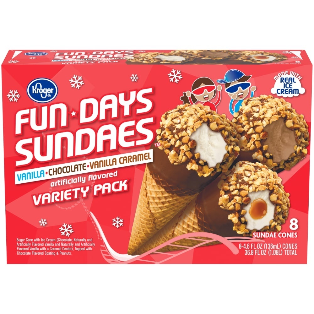 slide 1 of 1, Kroger Micro Cone Sundaes Variety Pack, 8 ct; 4.6 fl oz