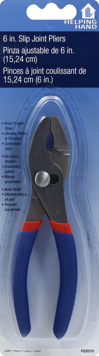 slide 2 of 7, Helping Hand - Slip Joint Pliers, 6-Inch, 6 in