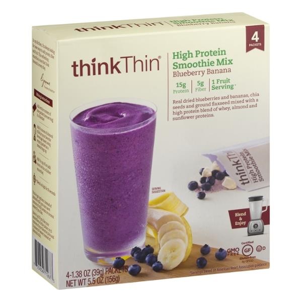 slide 1 of 1, thinkThin Smoothie Mix 4 ea, 4 ct