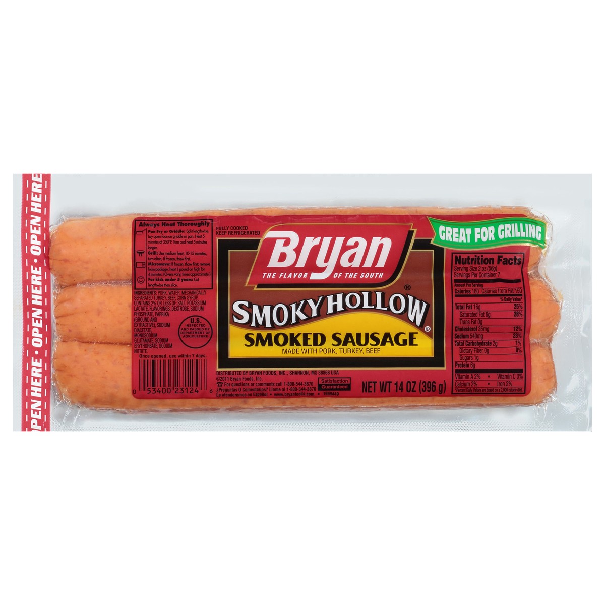 slide 8 of 9, Bryan Smoked Sausage, 14 oz., 396.89 g