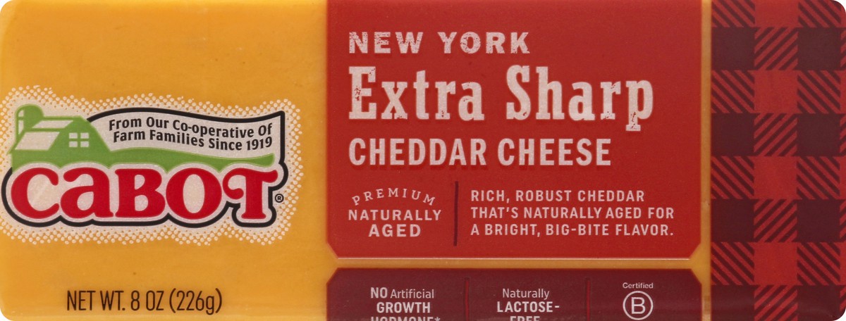 slide 10 of 10, Cabot Creamery Bar New York Extra Sharp Yellow Cheddar Cheese 8 oz, 8 oz