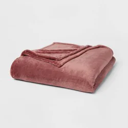 Full/Queen Microplush Bed Blanket Berry - Threshold™: Cozy Polyester, No Fill, Machine Washable