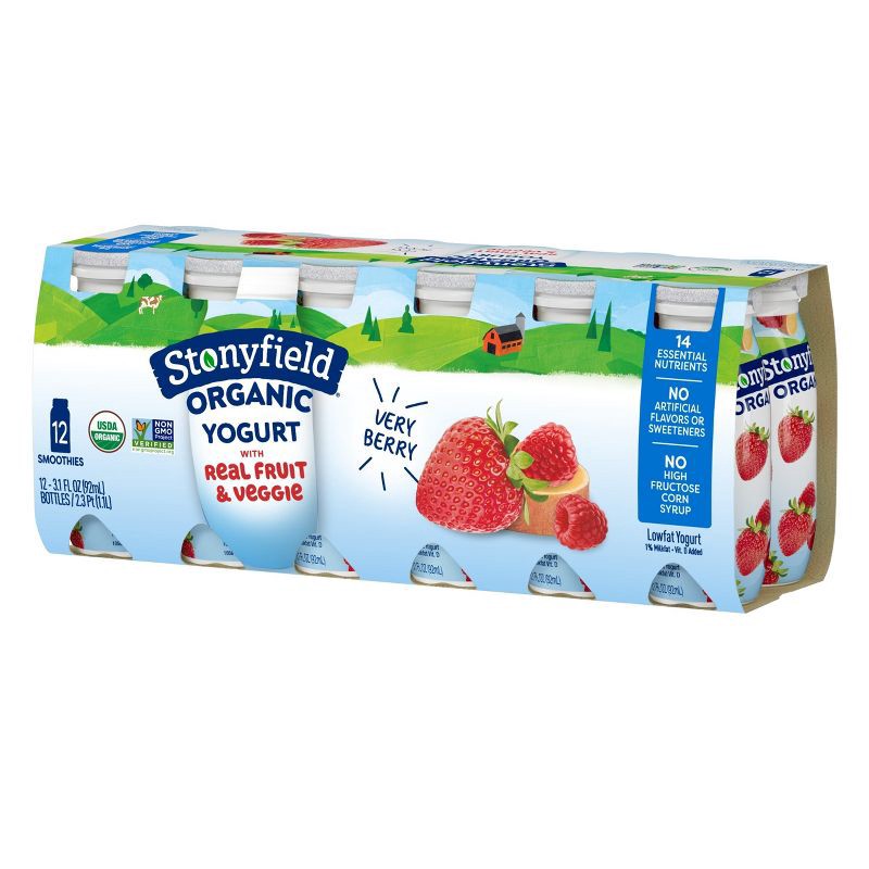 slide 1 of 8, Stonyfield Organic Very Berry Kids' Yogurt Drinks - 3.1 fl oz/12ct, 3.1 fl oz, 12 ct