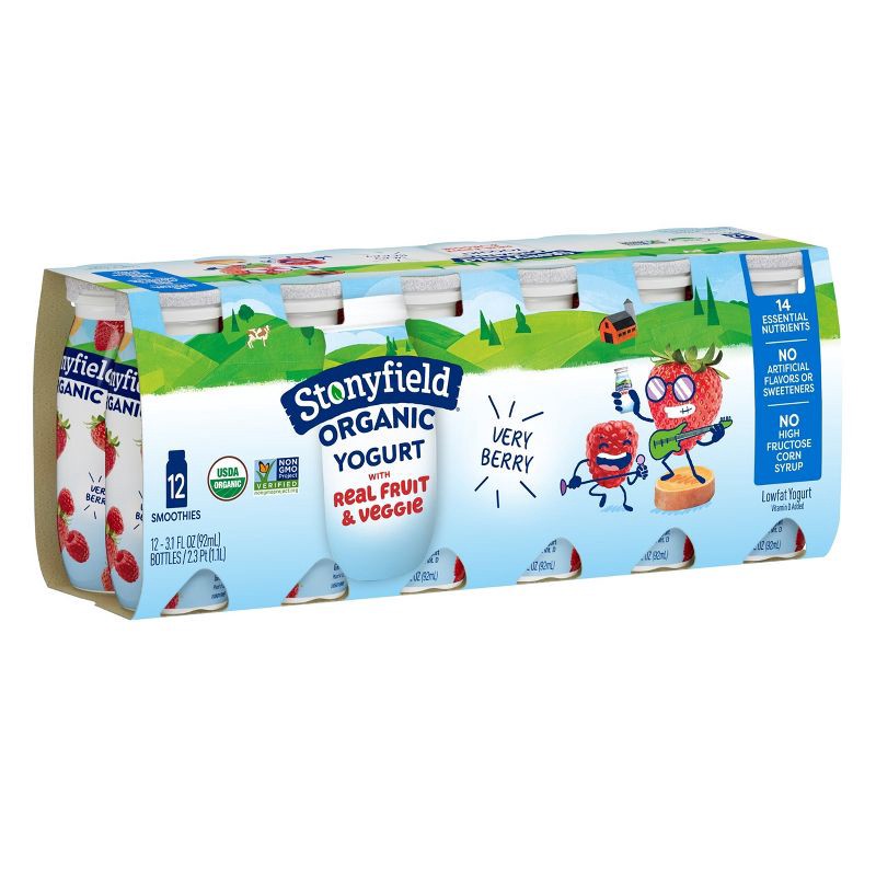 slide 7 of 8, Stonyfield Organic Very Berry Kids' Yogurt Drinks - 3.1 fl oz/12ct, 3.1 fl oz, 12 ct