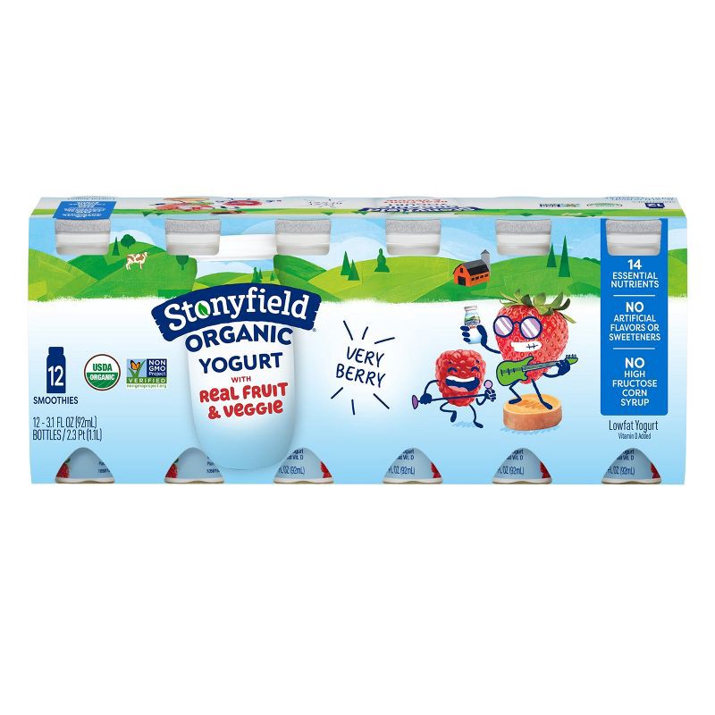 slide 8 of 8, Stonyfield Organic Very Berry Kids' Yogurt Drinks - 3.1 fl oz/12ct, 3.1 fl oz, 12 ct