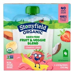 Stonyfield Organic Strawbana Smash Kids' Dairy Free Smoothie - 4ct/3.2oz Pouches
