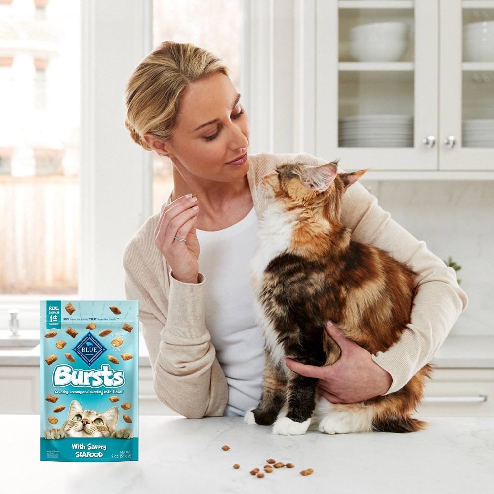 slide 3 of 6, Blue Buffalo Bursts with Savory Seafood Crunchy & Creamy Cat Treats - 12oz, 12 oz