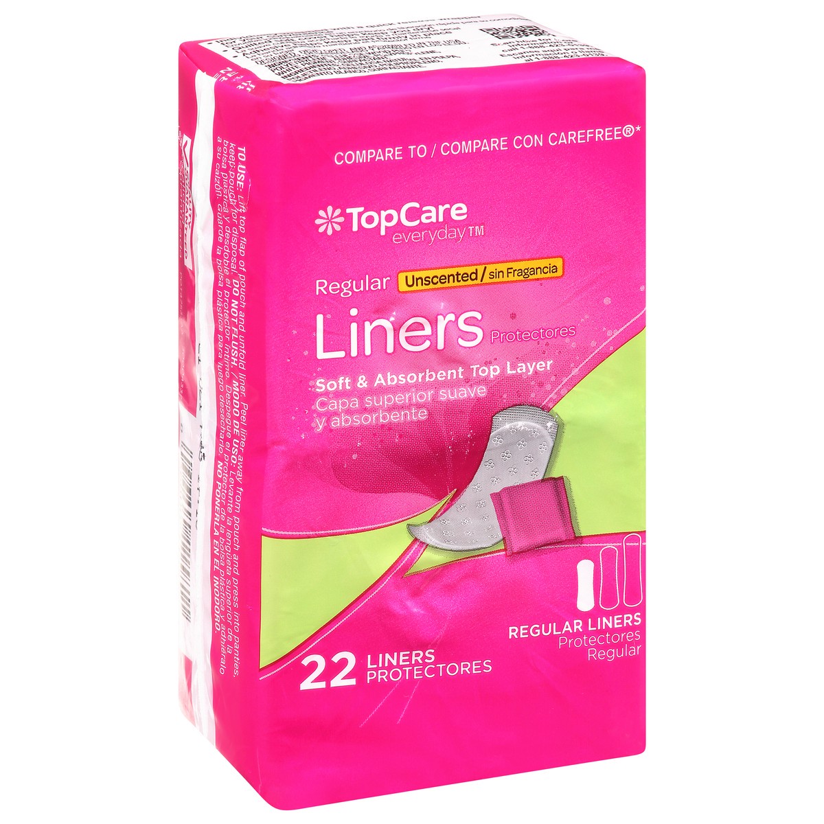 slide 6 of 9, TopCare Everyday Regular Unscented Liners 22 ea, 22 ct