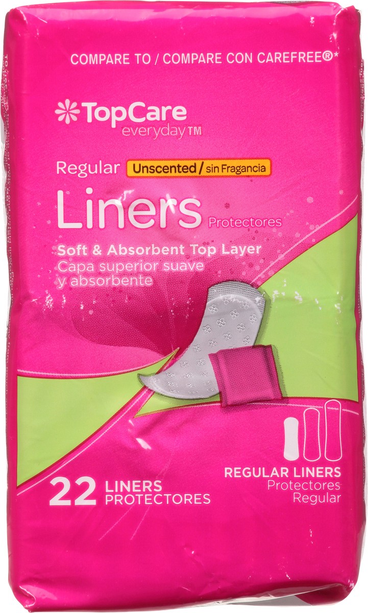 slide 4 of 9, TopCare Everyday Regular Unscented Liners 22 ea, 22 ct