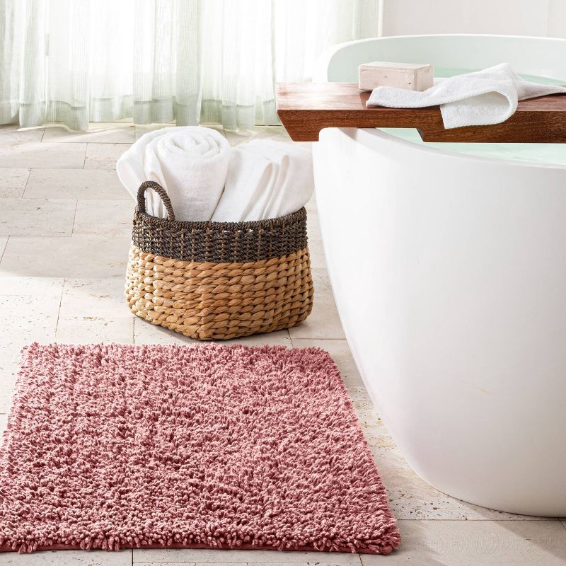 slide 2 of 4, 21"x34" Mélange Looped Bath Rug Rose - Casaluna™: Cotton, Tufted, OEKO-TEX Certified, Machine Washable, 1 ct