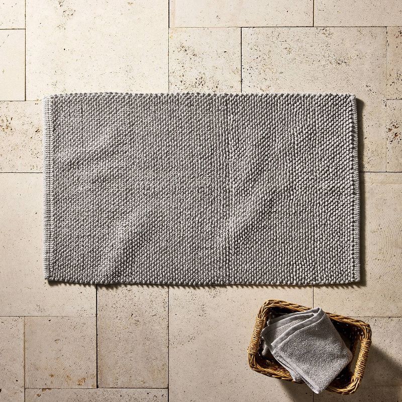slide 2 of 4, 21"x34" Textured Bath Rug Gray - Casaluna™: Cotton, Woven, Low Pile, OEKO-TEX Certified, 1 ct