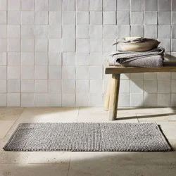 21"x34" Textured Bath Rug Gray - Casaluna™: Cotton, Woven, Low Pile, OEKO-TEX Certified